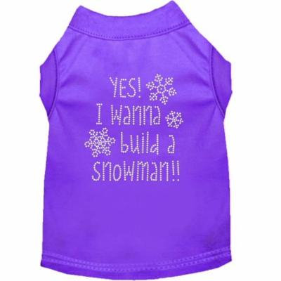 Yes! I Want To Build A Snowman Rhinestone Dog Shirt Purple Med (12)