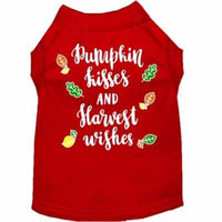 Pumpkin Kisses Screen Print Dog Shirt Red Lg (14)
