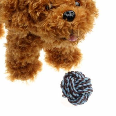 DZT1968Puppy Dog Cat Pet Toy Cotton Braided Knot Rope Chew Knot Chewing Toy BU