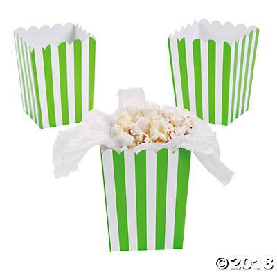 Mini Lime Green Striped Popcorn Boxes (pack of 1)