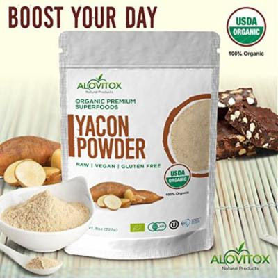 Certified Organic Yacon Root Powder -Low Sugar Natural Sweetner -Raw Vegan Gluten Free 8oz Pouch