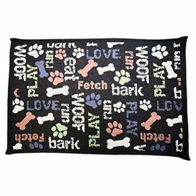 Pet Bowl Mat Tapestry Placemat for Pet Feeding Station Black Play Fetch Bark