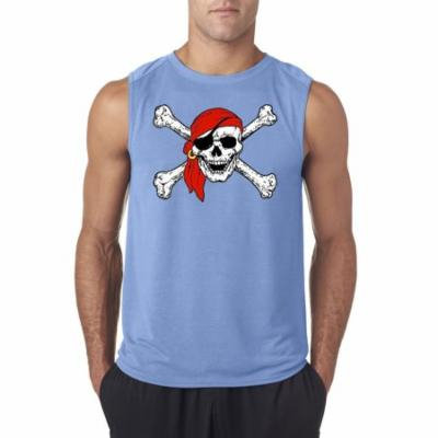 New Way 794 - Men's Sleeveless Jolly Roger Skull Crossbones Pirates XL Carolina Blue