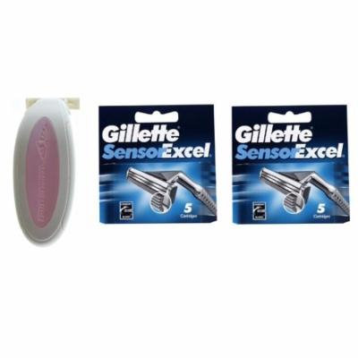 Sensor Excel Women's Compatible Razor (Pink) + Gillette Sensor Excel Cartridges 5 Ct (Pack of 2)