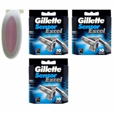 Sensor Excel Women's Compatible Razor (Pink) + Gillette Sensor Excel Razor Refill Cartridges 10 ct (Pack of 3)