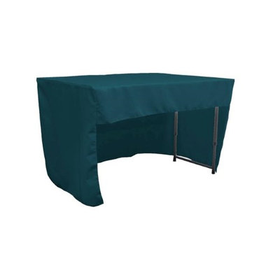 LA Linen TCpop-OB-fit-48x24x30-TealDrkP82 1.42 lbs Open Back Polyester Poplin Fitted Tablecloth Dark Teal