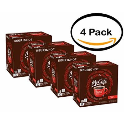 PACK OF 4 - McCafe Premium Medium Roast Coffee K-Cup Pods, 18 count, 6.2 Oz (176g)