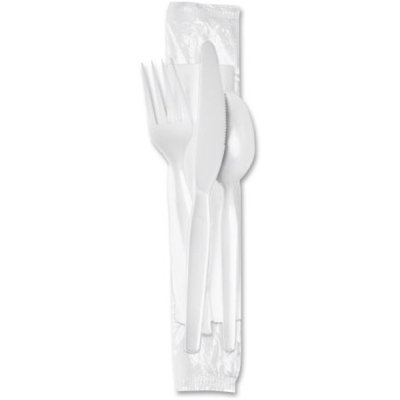 Dixie(R) Utensil Sets With Napkins, White, Box Of 250