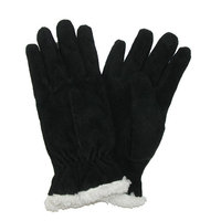 totes ISOTONER Size Xlarge Womens Suede with Sherpa Spill Winter Gloves, Black