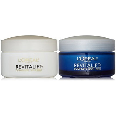 L'Oreal Paris RevitaLift Anti-Wrinkle + Firming Bundle: Day Cream SPF 18 + Night Cream, 1.7 Ounce Each
