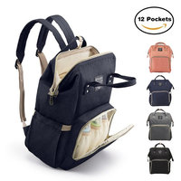 Diaper Bag Backpack, Large Capacity for Baby Care, Individual Functional Pockets & Fashion Design, Wide Open Design and Waterproof Fabric - Dark Blue