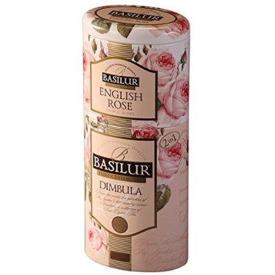 Basilur | English Rose & Dimbula Region Black Tea | Single Origin Ceylon tea | Two Layered Designer Metal Caddy