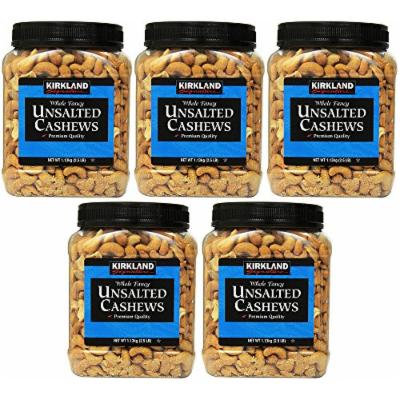 Kirkland Signature Unsalted Cashews, 2.5 Pound (5 Pack)