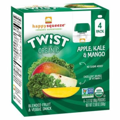 Nurture Inc. (Happy Baby), Happy Squeeze, Organic Superfoods, Twist, Organic Apple, Kale & Mango, 4 Pouches, 3.17 oz (90 g) Each(pack of 4)