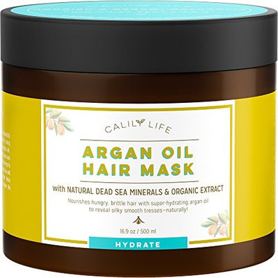 Calily Life Organic Moroccan Argan Oil Hair Mask with Dead Sea Minerals, 17 Oz.-Deep Conditioner and Nourishing - Detoxifies, Softens, Strengthens & Shines – Promotes Healing and Natural Hair Growth