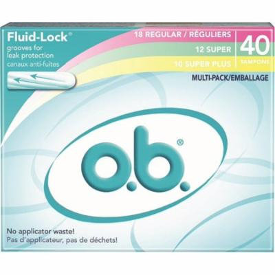 4 Pack - o.b. Fluid-Lock Multi-Pack Tampons, Regular, Super, Super Plus 40 ea