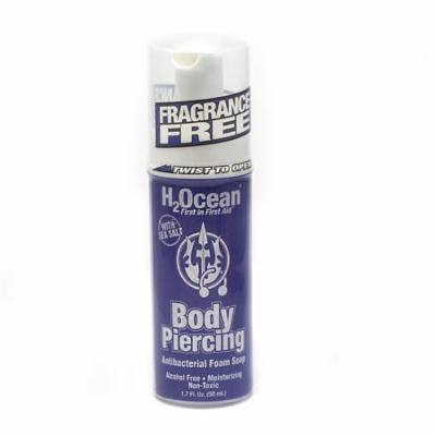 H2ocean Body Piercing Aftercare Antibacterial Foam Soap 1.7 Fl Oz with Sea Salt