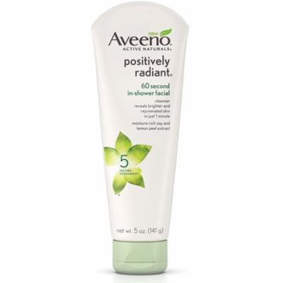 3 Pack - Aveeno Active Naturals Positively Radiant 60 Second In-Shower Facial Cleanser 5 oz