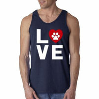 New Way 838 - Men's Tank-Top Love Dogs Puppies Heart Paw Print XL Navy