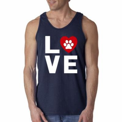 New Way 838 - Men's Tank-Top Love Dogs Puppies Heart Paw Print XL Navy
