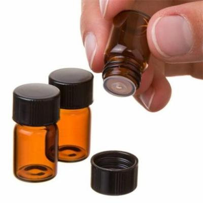 Binmer 12pc 2 ml Amber Essential Oil Bottle with Orifice Reducer and cap