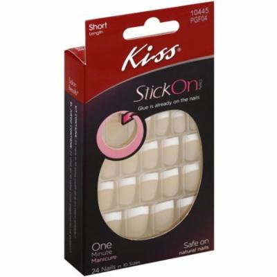 4 Pack - KISS Stick On French Nails, Short Length 24 ea