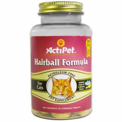 Actipet, Hairball Formula, For Cats, Natural Tuna & Chicken Flavor, 60 Chewable Tablets(pack of 6)