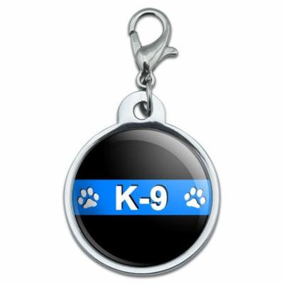 Thin Blue Line K-9 Unit Paw Prints Police Small Metal ID Pet Dog Tag