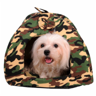 Camouflage Pet House for Small Dogs/Cats, Foldable Winter Warm Pet Beds for Puppy (under 3 lbs), Indoor/Outdoor Direct Wash Pet Cushion Mat for Animals(L*W*H:30*30*30)