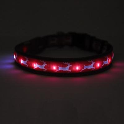 Yellow Dog Orion LED Collar - Reindeer Print (Small to Extra Large)