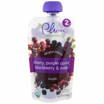 Plum Organics, Stage 2, Eat Your Colors, Purple, Cherry, Purple Carrot, Blackberry & Millet, 3.5 oz(pack of 3)