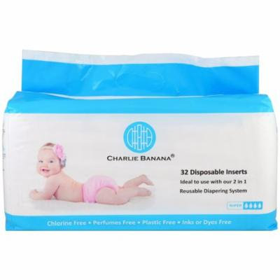 Charlie Banana, Disposable Inserts, Reusable Diapering System, 32 Inserts(pack of 6)