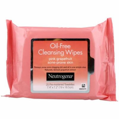 Neutrogena, Oil-Free Cleansing Wipes, Pink Grapefruit, 25 Pre-Moistened Towelettes(pack of 3)
