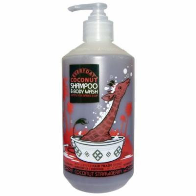 Everyday Coconut, Shampoo & Body Wash, Gentle for Babies on Up, Coconut Strawberry, 16 fl oz (pack of 3)