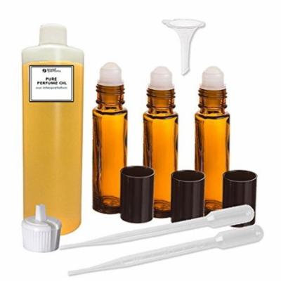 Grand Parfums Perfume Oil Set - Creed White Flowers Women Type - Our Interpretation, with Roll On Bottles and Tools to Fill Them (2 Oz)