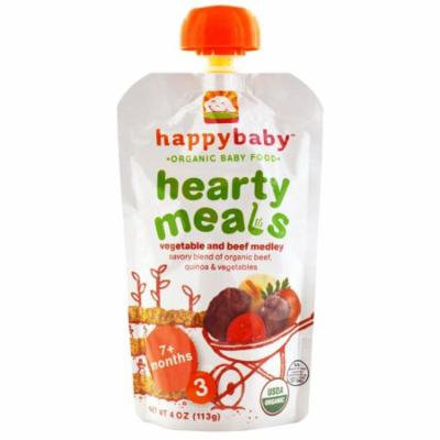 Nurture Inc. (Happy Baby), Organic Baby Food, Hearty Meals, Vegetable and Beef Medley, 7+ Months, Stage 3, 4 oz (pack of 4)