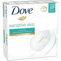 6 Pack - Dove Sensitive Skin Hypo-Allergenic Beauty Bar Soap, Unscented, 4 oz bars, 10 ea