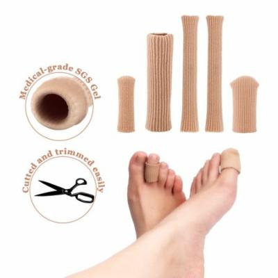 Toe Tubes Fabric Gel Lined Sleeve Protectors for Corns, Blisters, Hammertoes - 5 Pack