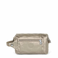 Kipling Aiden Toiletry Bag, Essential Travel Accessory, Metallic Pewter