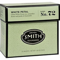 Smith Teamaker White Tea - White Petal - Case of 6 - 15 Bags - Gluten Free - Dairy Free - Yeast Free - Wheat Free - Vegan