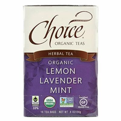 Choice Organic Herbal Tea - Lemon Lavender Mint - Case of 6 - 16 Bags