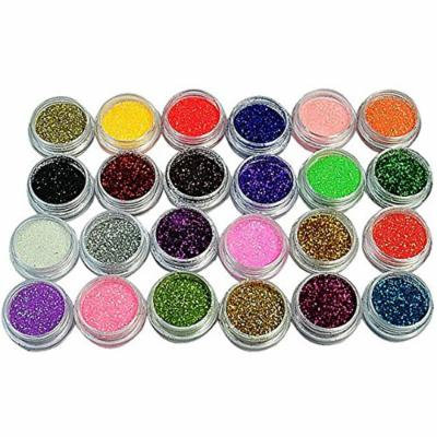 Nail Art Glitter - 24 Colors/Set Nail Glitter Powder Dust 3D Tip Nail Art Manicure Tools Nail Art Decoration Powder Dust Gem Decoration