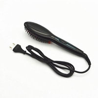 Hot Electric Hair Straightener Comb Iron Brush Auto Fast Hair Massager Tool (Black)
