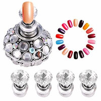 Magnetic Nail Tip Practice Stand Base Lotus Holder Nail Art Display Manicure Tools (Silver)