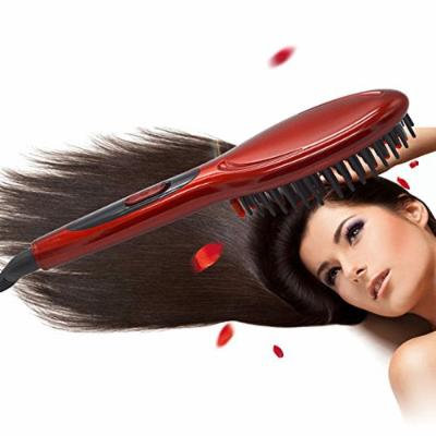 Hot Electric Hair Straightener Comb Iron Brush Auto Fast Hair Massager Tool (Red)
