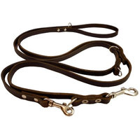 Multifunctional Leather Dog Leash, Adjustable Schutzhund 6 Way European Lead Brown 49