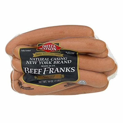 Dietz & Watson Natural Casing New York Beef Franks 16 Oz (4 Pack)