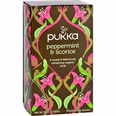 Pukka Herbal Teas Tea - Organic - Peppermint and Licorice - 20 Bags - Case of 6-95%+ Organic-Gluten Free - Yeast Free-Wheat Free-