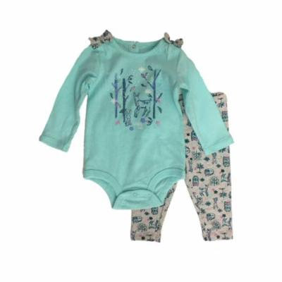 Infant Girls Blue Winter Cutie Baby Outfit Deer Rabbit & Owl Bodysuit & Leggings