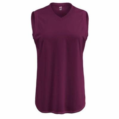 Soffe 988G603LRG Girls Dri-Power Sleeveless V Neck Poly Tee, Maroon - Large
